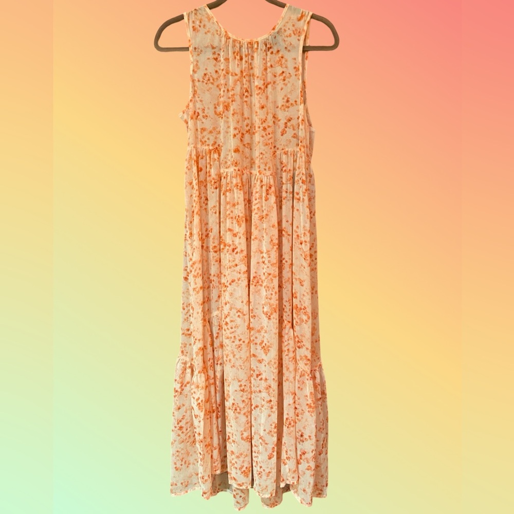 Simply Vera Vera Wang Floral Pink/Red Sheer Sleeveless Maxi Dress - Size S - NWT